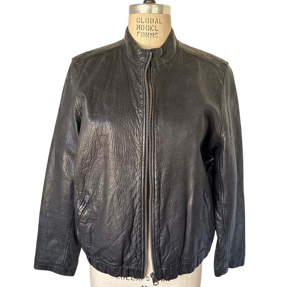 Lucky Brand Leather Moto Jacket in Black Size XL XLarge